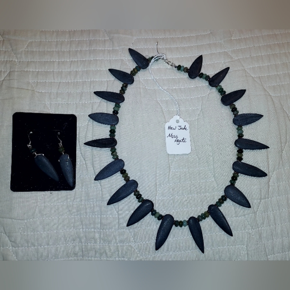 Handmade Jade & Moss Agate Necklace